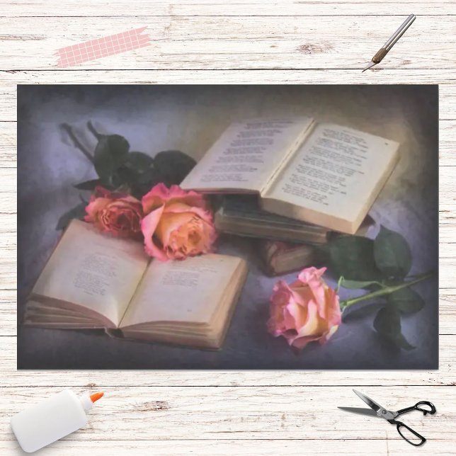 Romantic Reading With Free Spirit Roses Tissue Paper (Creator Uploaded)