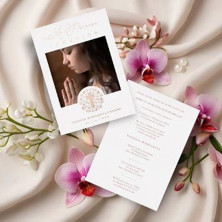 Romantic Real Rose Gold Floral Wreath Photo Foil Invitation