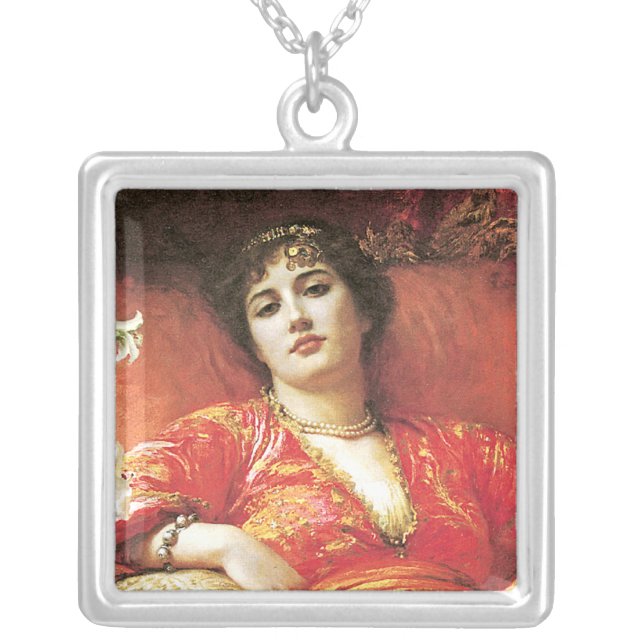 Romantic Reclining Lady Neclace Silver Plated Necklace (Front)