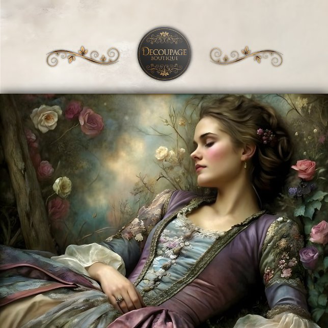 Romantic Reclining Woman Floral Portrait Decoupage Tissue Paper (Romantic Reclining Woman Floral Portrait Decoupage Tissue Paper)
