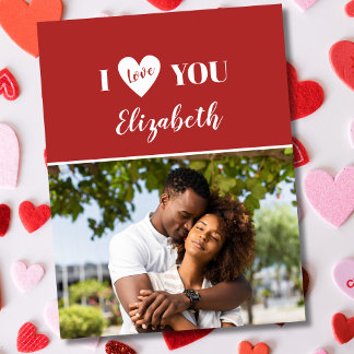 Romantic Red 5 Photo I Love You Valentine's Day Card