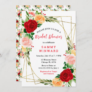 Romantic Red and Orange Roses Invitation
