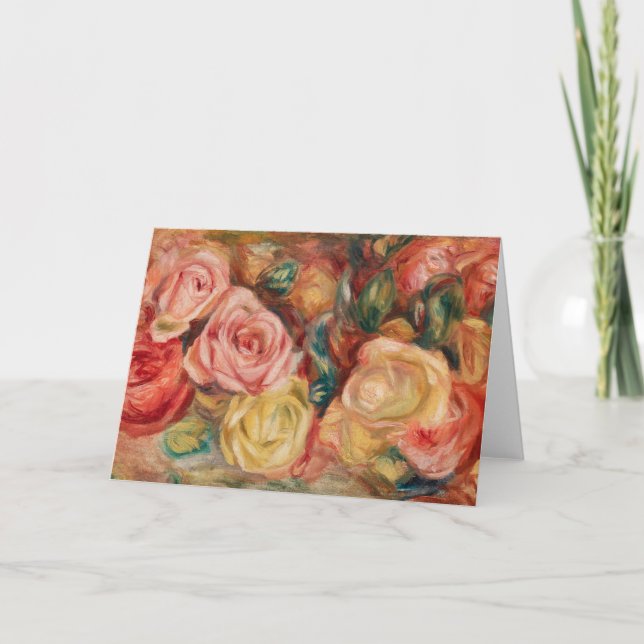 Romantic red and pink roses Pierre Auguste Renoir Card (Front)