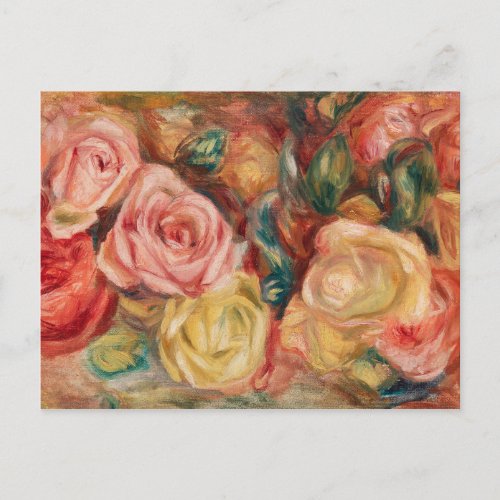 Romantic red and pink roses Pierre Auguste Renoir Postcard