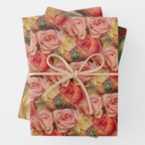 Romantic red and pink roses Pierre Auguste Renoir Wrapping Paper Sheets