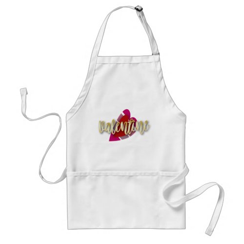 Romantic Red and Pink Striped Hearts Valentine Adult Apron