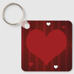 Romantic Red and White Love Me Heart Valentine Keychain