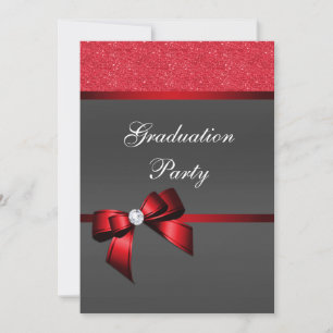 Romantic Red & Black Graduation Party Invitation