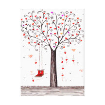 Details about   Hearts & Love canvas wall art Heart shaped daisies on tree trunk in nature 