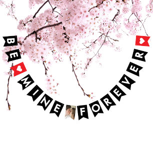 Romantic Red Black Marriage Proposal Couple Photo Bunting Flags