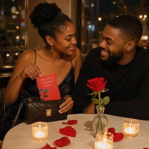 Romantic Red & Black Rose Boyfriend's Birthday Card