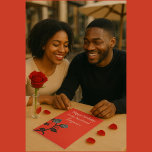 Romantic Red & Black Rose Boyfriend's Birthday  Card<br><div class="desc">Celebrate your love with this bold and elegant birthday card, designed especially for your boyfriend. Featuring striking black and gray roses on a passionate red background, this card adds a touch of romance and personalization with his name printed in stylish script. Perfect for making him feel cherished on his special...</div>
