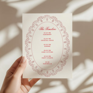 Romantic Red Blush Vintage Lace Frame Wedding Enclosure Card