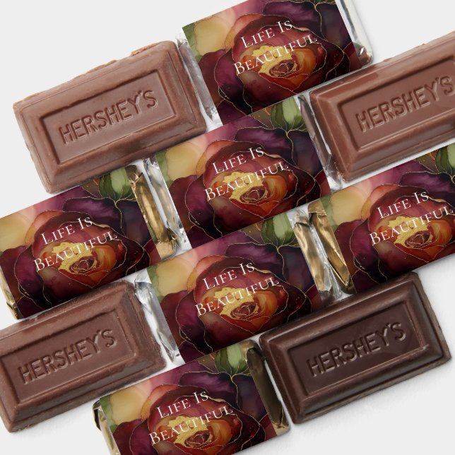 Romantic Red Burgundy Rose Gold Floral  Hershey's Miniatures (Assorted)