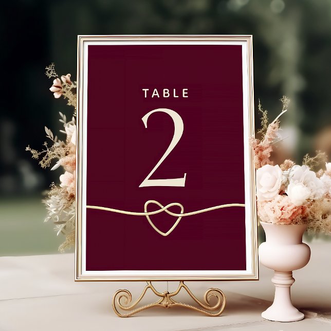 Romantic Red Burgundy Wedding Table Number (Creator Uploaded)