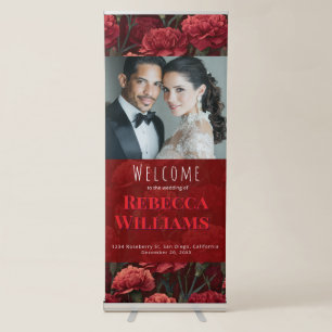 Romantic Red Carnation Charm Retro Wedding Retractable Banner