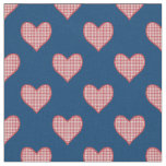 Romantic Red Check Gingham Hearts Custom Fabric