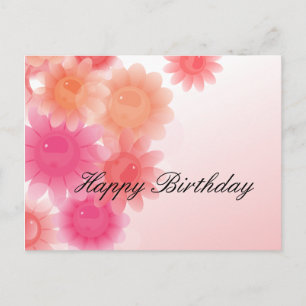 Romantic red coral floral Birthday Postcard