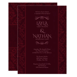 Romantic Red Damask Wedding Invitations