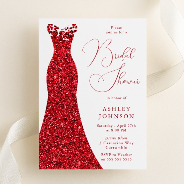 Romantic Red Dress Bridal Shower Invitation (Creator Uploaded)