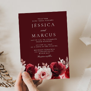 Romantic Red Elegance Roses Wedding  Invitation