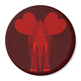 Romantic Red Elephant Magnet