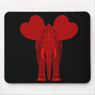 Romantic Red Elephant Mouse Pad