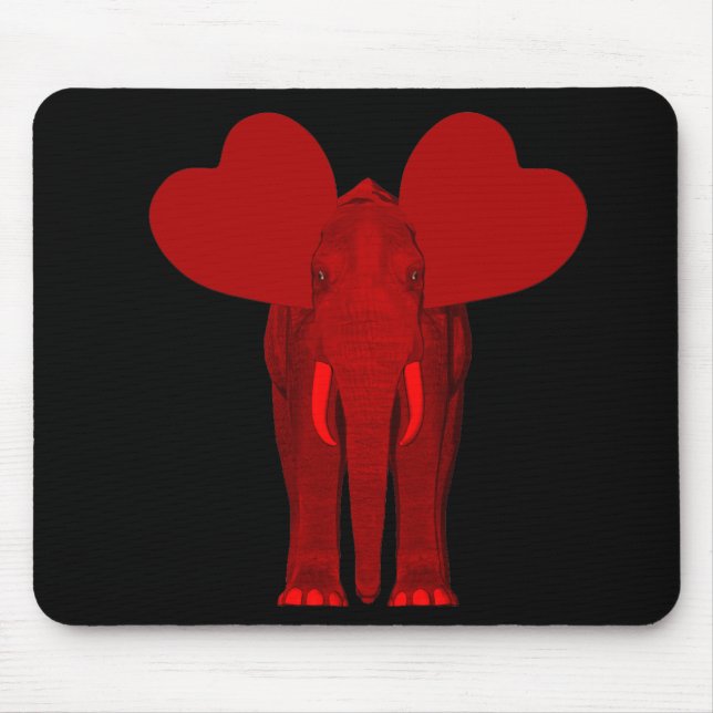 Romantic Red Elephant Mouse Pad (Front)