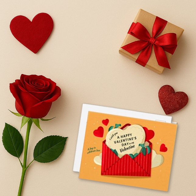 Romantic Red Envelope Valentine Heart Holiday Postcard (Creator Uploaded)