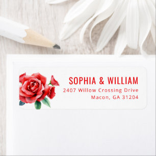 Romantic Red Floral Illustration Label