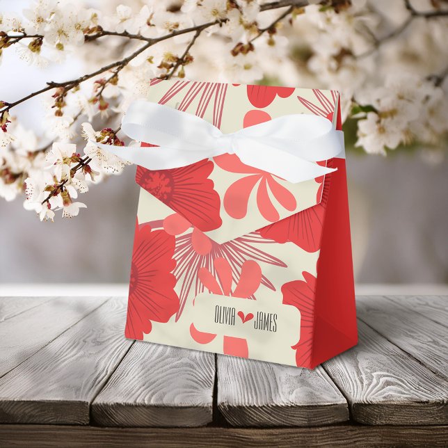 Romantic Red Floral Wedding Favor Boxes (Creator Uploaded)
