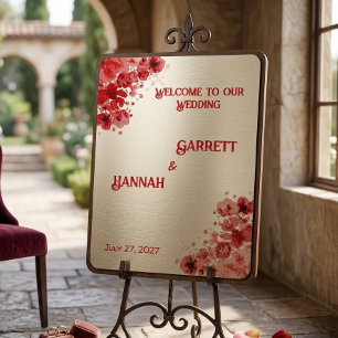 Romantic Red Floral Wedding Foam Board