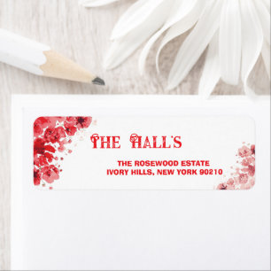 Romantic Red Floral Wedding Label