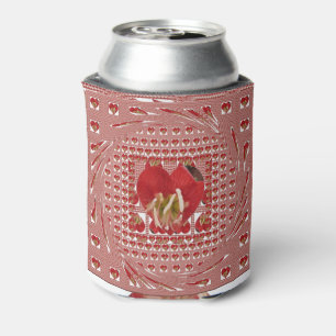 Romantic Red Flower Heart Design 4 Special Moments Can Cooler