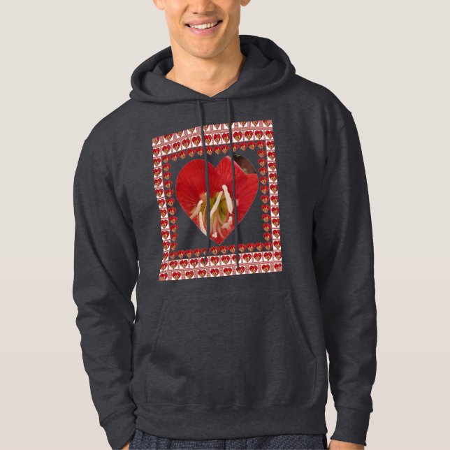 Romantic Red Flower Heart Design 4 Special Moments Hoodie (Front)