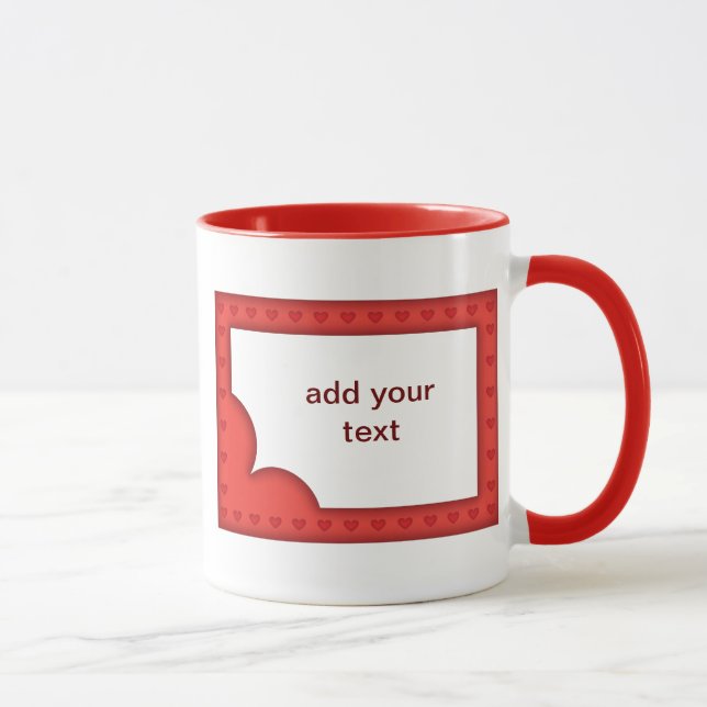 Romantic red frame with hearts mug (Right)