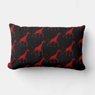Romantic Red Giraffe Tiled Pattern Lumbar Pillow
