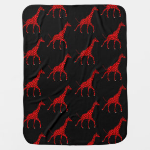 Romantic Red Giraffe Tiled Pattern Swaddle Blanket