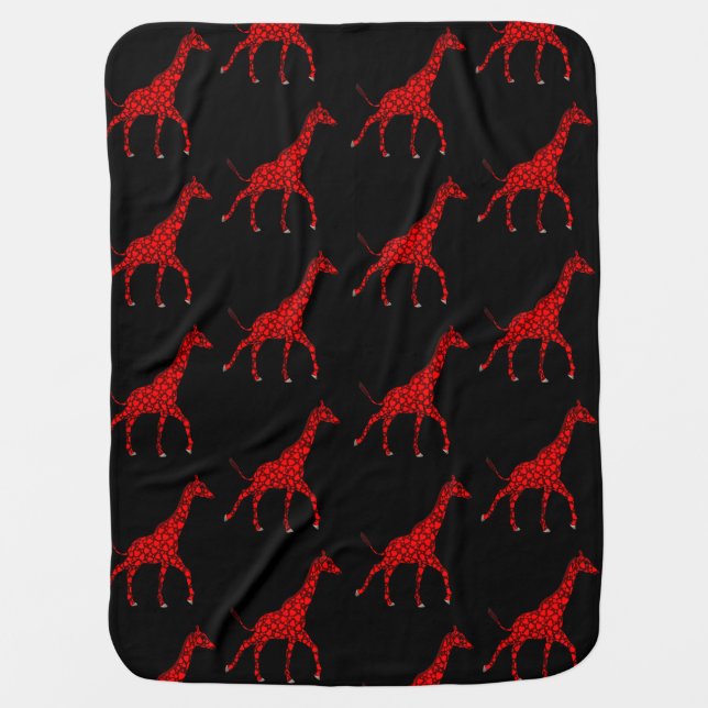 Romantic Red Giraffe Tiled Pattern Swaddle Blanket (Front)