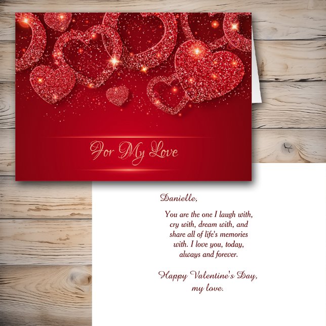 Romantic Red Glowing Hearts Valentine Cards (Creator Uploaded)