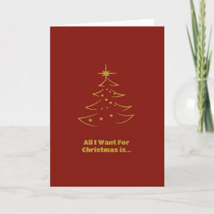 Romantic Red Gold Christmas Tree Holiday Card