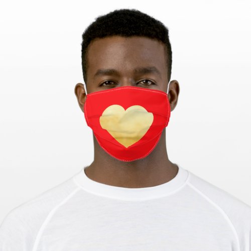 Romantic Red Gold Heart Adult Cloth Face Mask