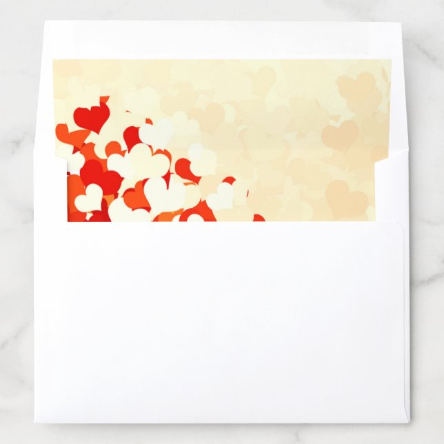 Romantic Red Gold Hearts Elegant Modern Plain Envelope Liner (In Envelope)