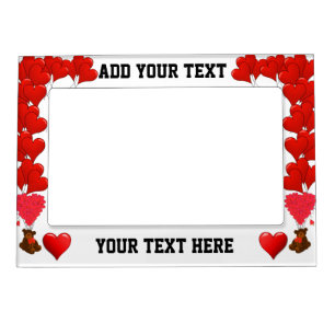 Romantic red heart and bear magnetic photo frame