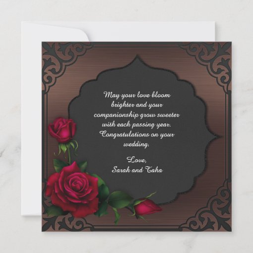 Romantic Red Heart and Roses Shaadi Mubarak Card | Zazzle