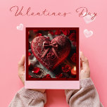 ROMANTIC RED HEART &amp; CANDLES VALENTINES HOLIDAY CARD