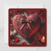 ROMANTIC RED HEART & CANDLES VALENTINES HOLIDAY CARD (Front)