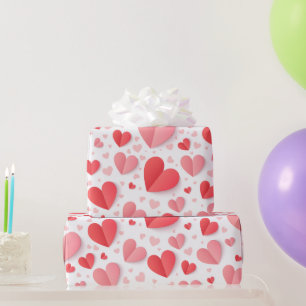 Romantic Red Heart Happy Valentine’s Day Love Gift Wrapping Paper