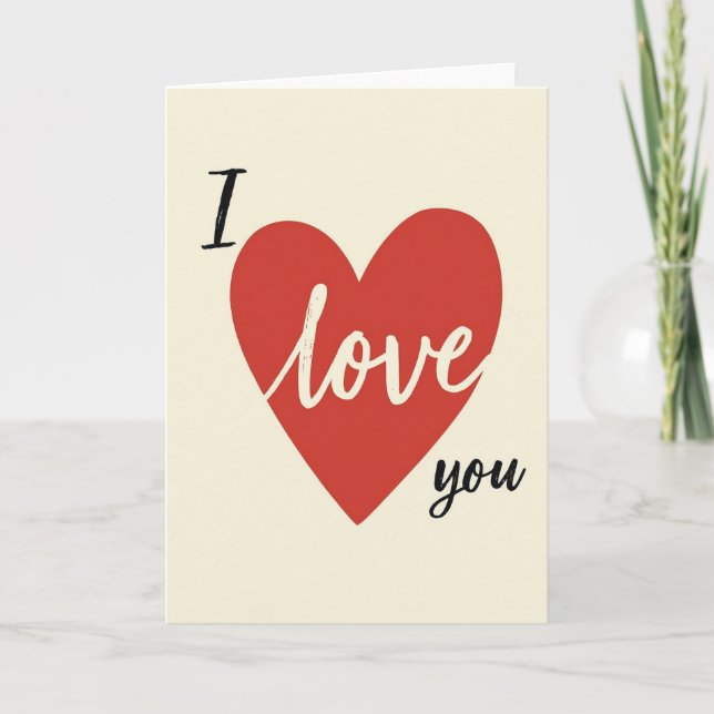 Romantic Red Heart I Love You Card (Front)