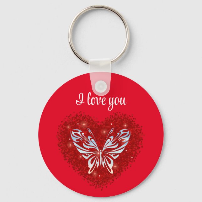 Romantic red heart keychain (Front)